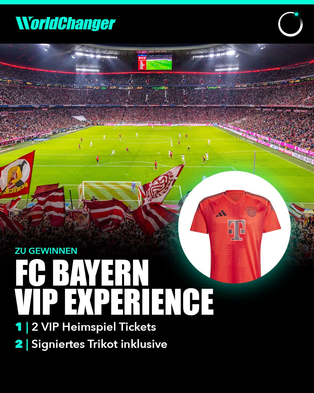FC Bayern VIP Experience – zwei VIP-Heimspiel-Tickets und signiertes Trikot